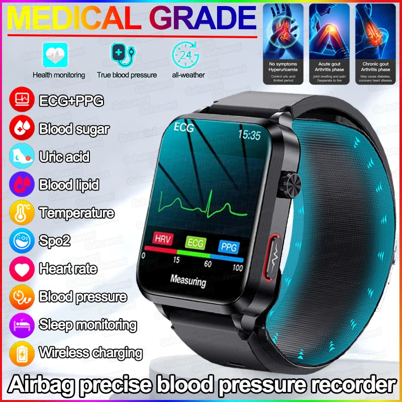 Смарт-часы с функцией измерения ЭКГ и глюкозы в крови Смарт-часы с функцией измерения ЭКГ и глюкозы в крови
