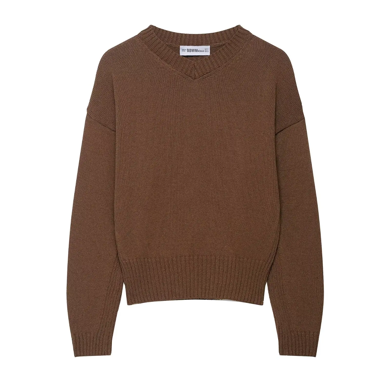

2025 Autumn New Arrival Women's Fashion Knitwear V-Neck Casual Minimalist Stretch Fabric Skin-Friendly Breathable Sweater