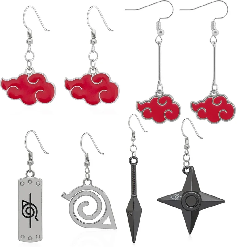 Anime Naruto Jewelry Earrings Drop Accessories Sharingan Akatsuki Cosplay Party Pendant Drop Earrings Toys for Women Men Gifts