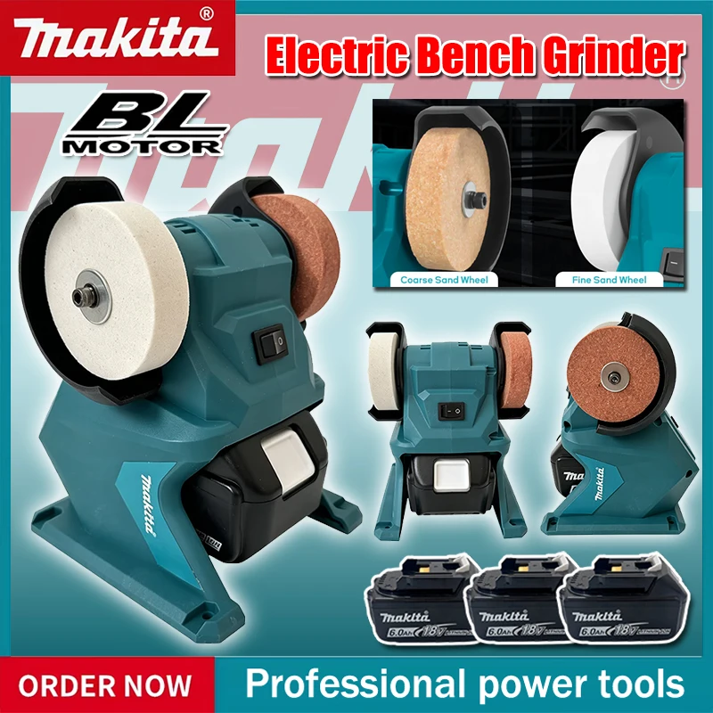 Makita 200W Cordless Electric Bench Grinder 5500RPM Double Grinder Polishing Grinding Stone Knife For Makita 18V Battery Pin