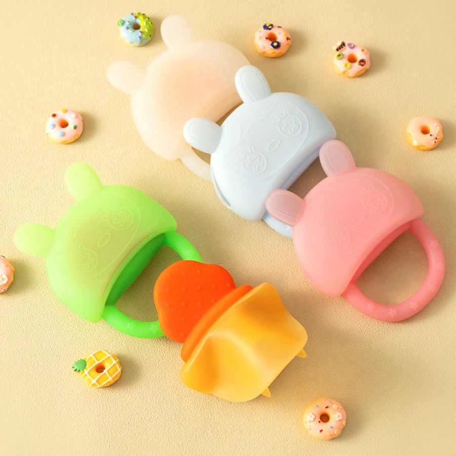 1PC Silicone Baby Teethering Toys Dustcover Cartoon Strawberry Shape Teethers For Baby Soft Chewing Baby Items Baby Toys