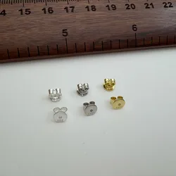 1 Pair Earnut Solid 925 Sterling Silver Original Butterfly Round Stopper Earring Backs for Ear Studs DIY Components for Jewelry
