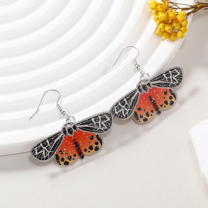 Exquisite 2023 New Insect Acrylic Green Color Skull Moon Butterfly Moth Earrings Female Personality