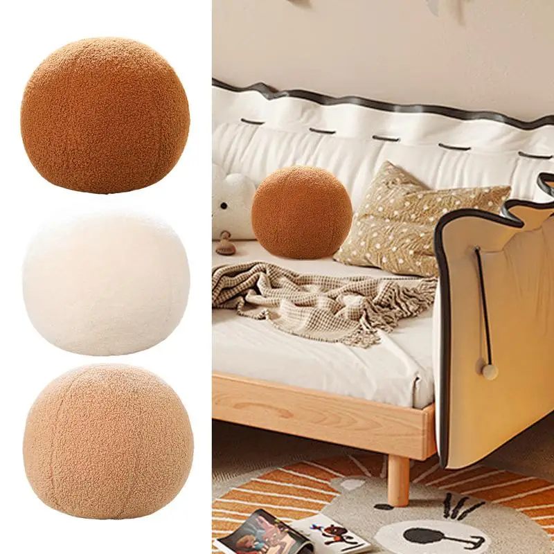 Plush Round Cushion Nordic-Ball Shaped Soft Pillow For Sofa Offices Waist Rest Throw Pillow Living Room Decoration Home Decor