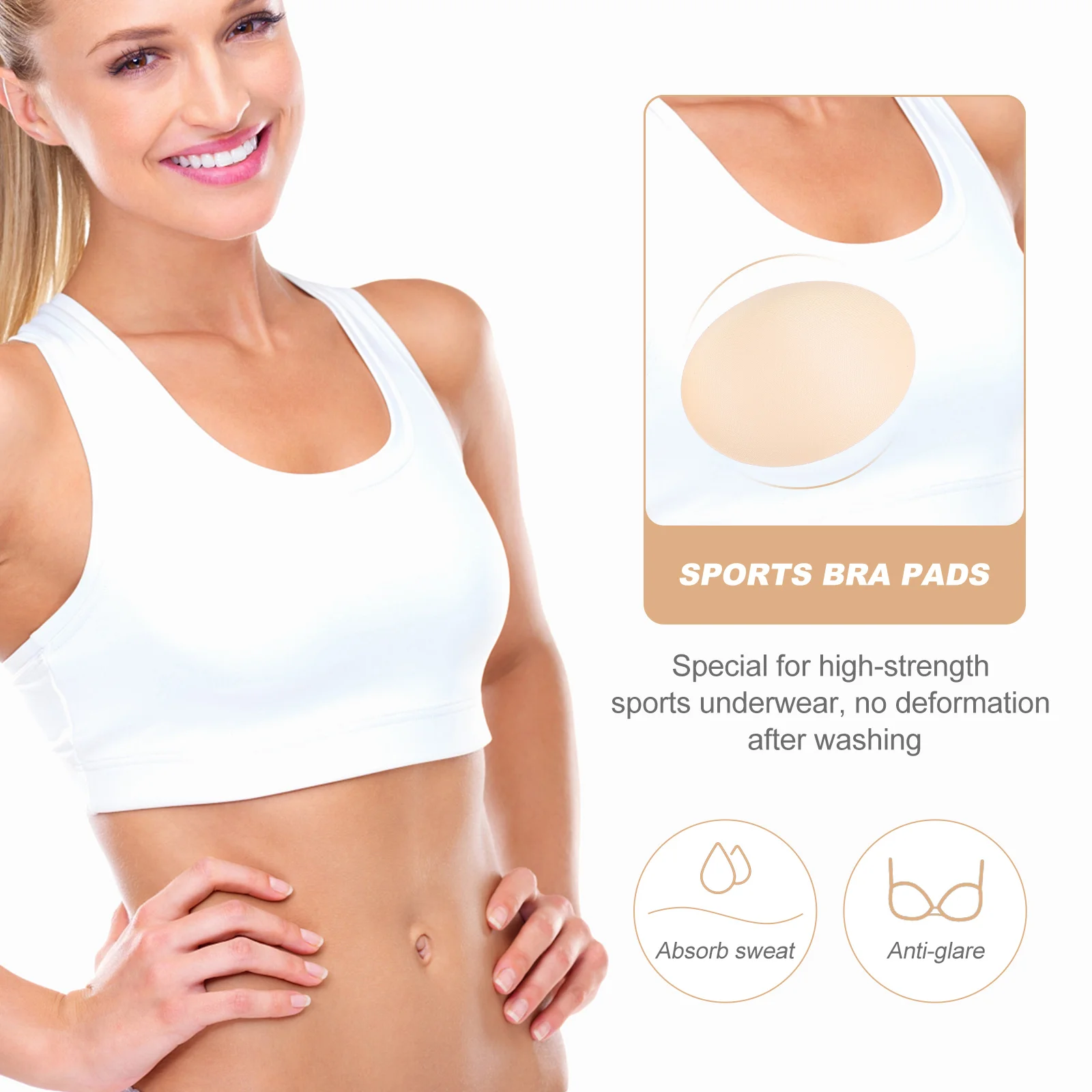 2 Pairs Breast Pad Inserts Women's Bras Chest Sports Wedding Dress Intimates Accessories Sponge Cup Miss