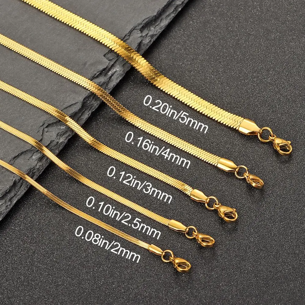 الفولاذ المقاوم للصدأ شقة الأفعى ربط سلسلة متعرجة المختنق قلادة مقاوم للماء فيلم ثعبان سلسلة بسيطة عقد قصير مجوهرات