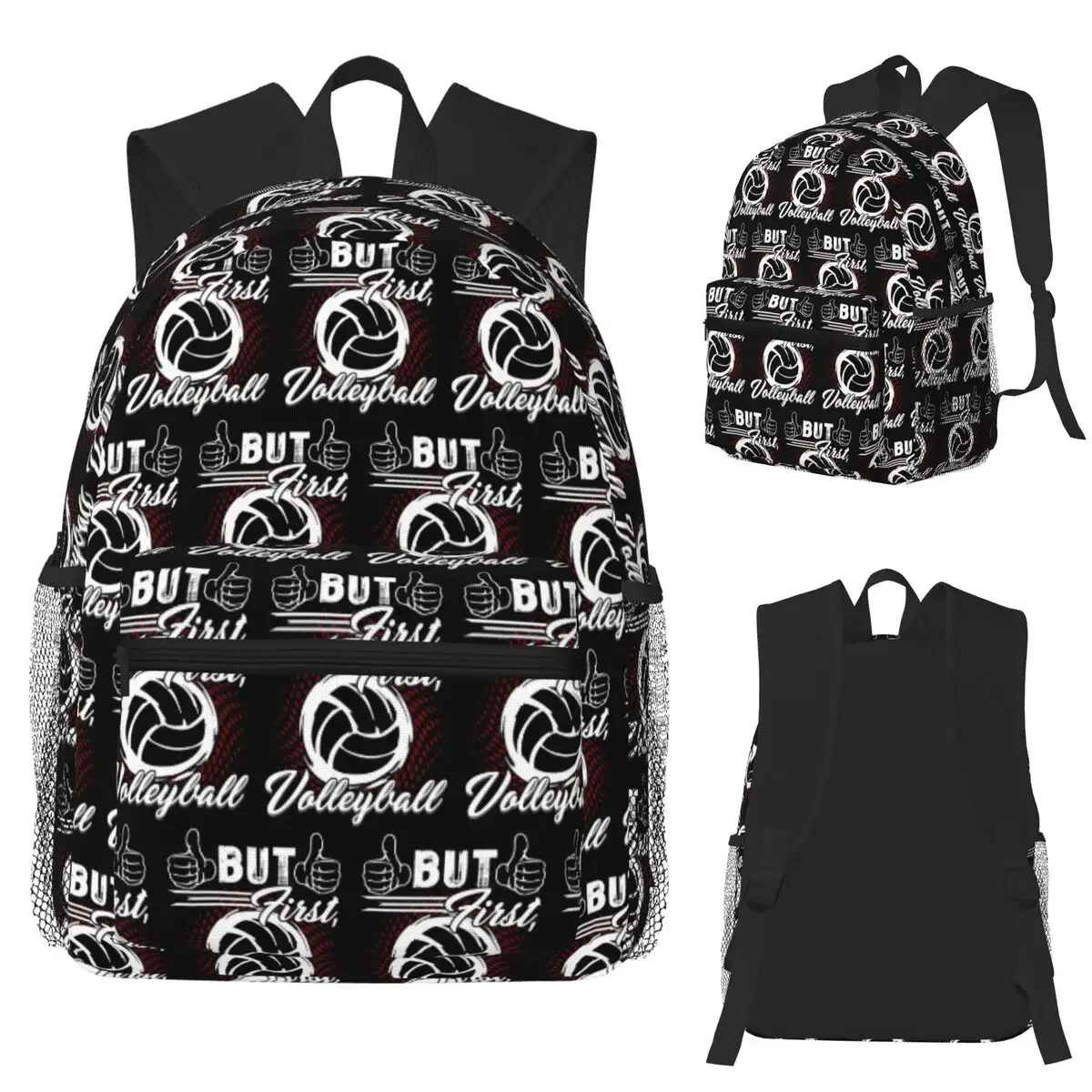 But First Volleyball Funny Gifts Student Backpack School Bag Hiking Travel Daypack for Boys Girls Fashion Bookbag Shoulder Bags