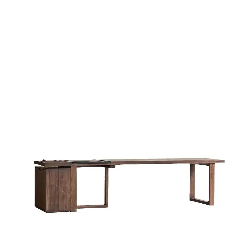 North American black mahogany tea table large board simple modern tea table log living room home office  combination