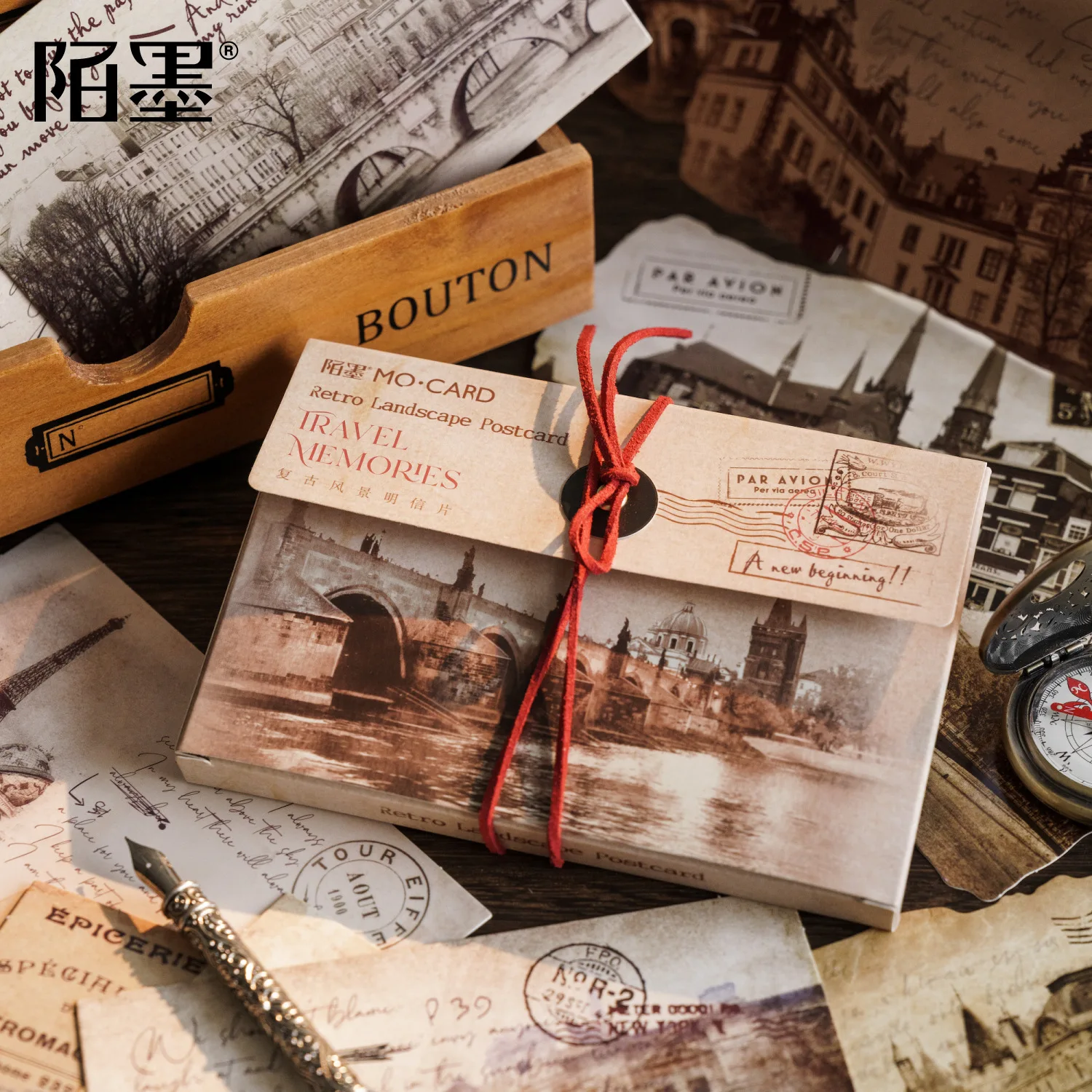 مجموعة بطاقات بريدية لذاكرة السفر الرجعية مكونة من 30 قطعة - تصميمات الهندسة المعمارية والمناظر الطبيعية لجمع الرسائل والتذكارية