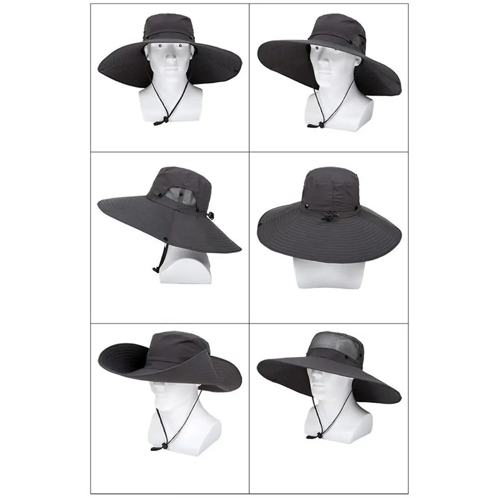 Men Fishing Sunshade Hat UV Sun Protection Cap With Breathable Face Mask Wide Brim Outdoor Work Climbing Hiking Caps