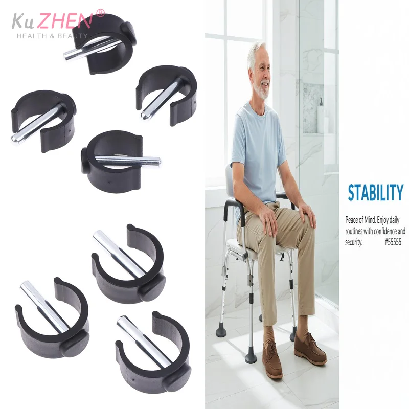 

4Pcs Versatile C-Shape Cane Holder Clips For Seniors Mobility Aids Crutch Accessories Walker Replacement Parts Anti-Slip Walking