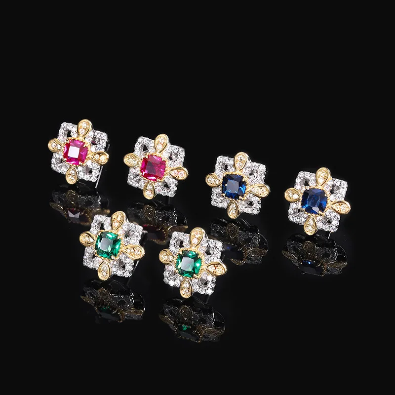 

S925 Sterling Silver Flower Earrings Retro Simple Female Jewelry Compact Exquisite Gift for New Year 2024 Wedding Anniversary