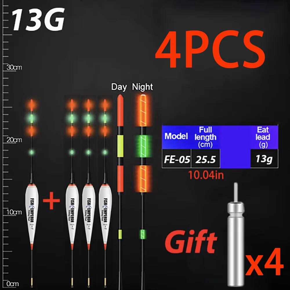 4 Stück/Set Sommer-Angel-LED-Nachtlichter, elektronische Schwimmkörper, hoher Auftrieb 3g-13g mit CR425 Batterie, 2026 Angelzubehör