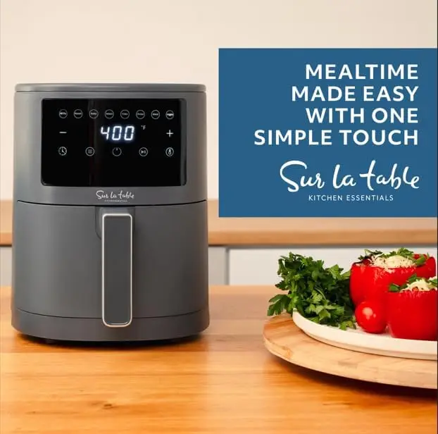 مقلاة هوائية رقمية مع شاشة ليد تعمل باللمس ، 8 إعدادات مسبقة ومؤشر اهتزاز ، هش مثالي ، مقلاة هوائية ، خبز ، رو ، ربع