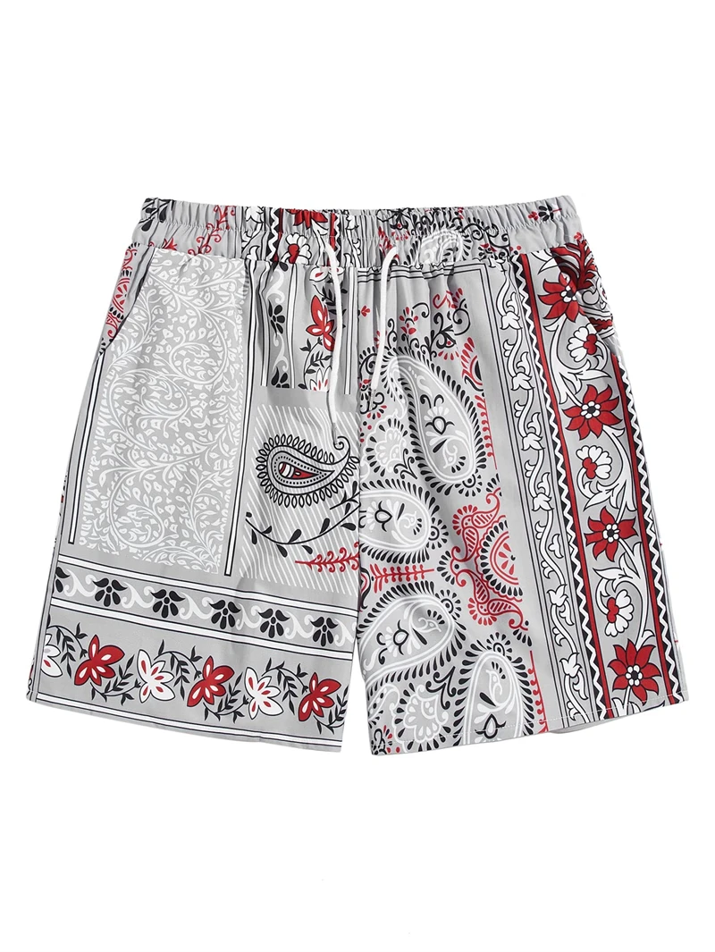 Men's Lightning Graphic Print Drawstring Casual Summer Beach Shorts Hawaii Surfing Short Pants Swim Trunks Y2k Leisure Shorts