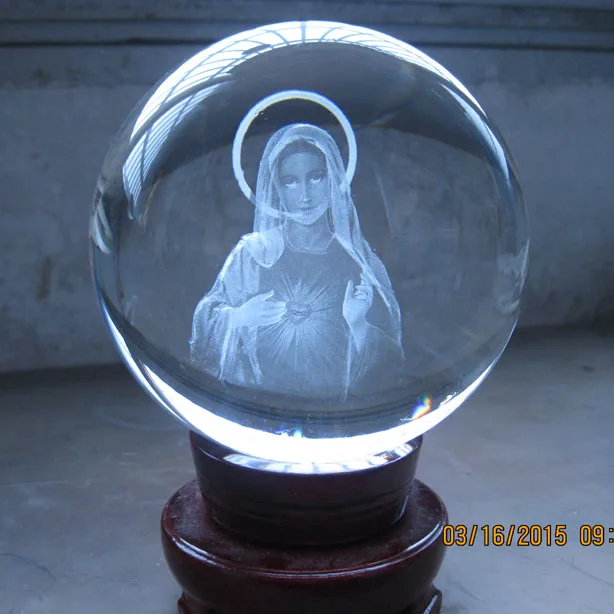 Wholesale Christianity # blessing HOME family Health safety - 3D Virgin Mary Crystal Internal carvings art statue
