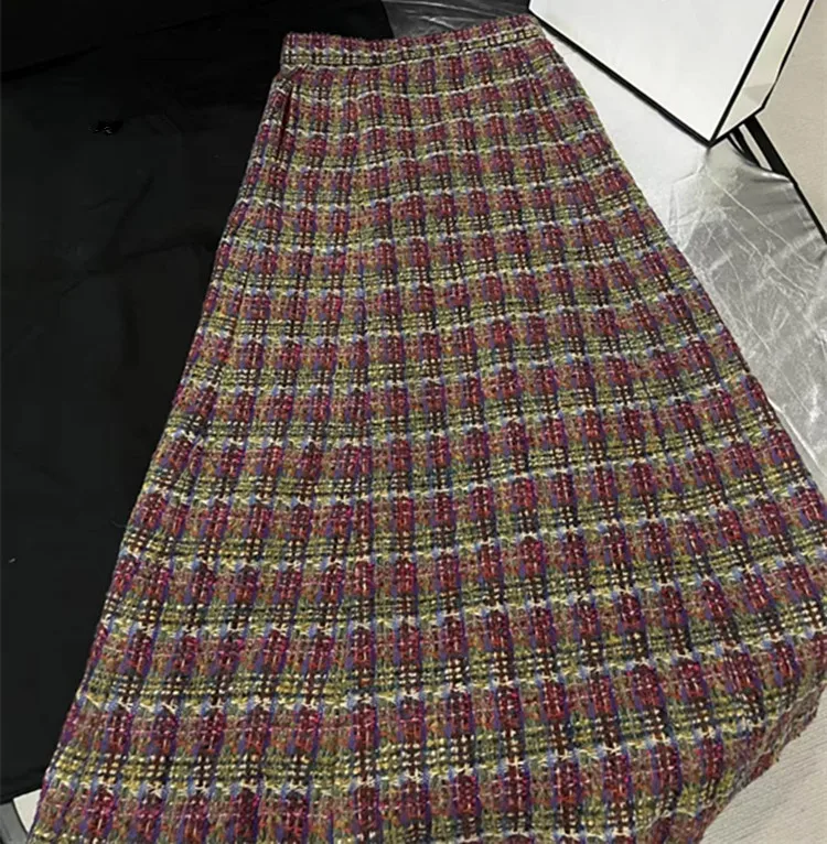 Customization European women's clothing - new summer styles in 2026 Long-sleeved suit collar single-button tweed coat and skirt