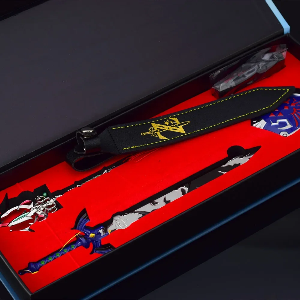 The Hyrule Fantasy Weapon 3pcs Master Sword Lightscale Trident Gift Box Link Anime Knife Weapon Samurai Model Kid Toys Gifts