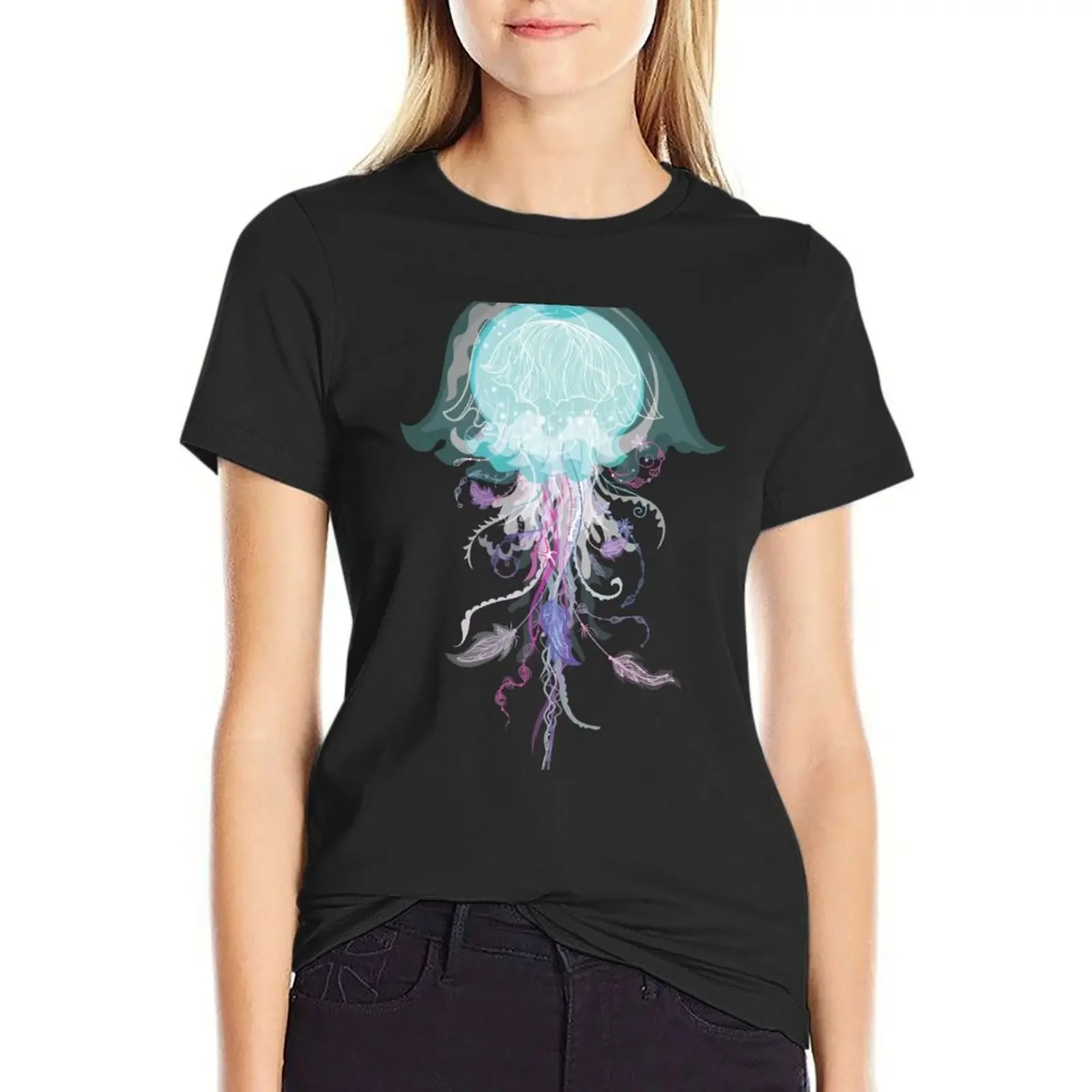 Boho Jellyfish T-Shirt cute tops graphics western t-shirt dress for Women