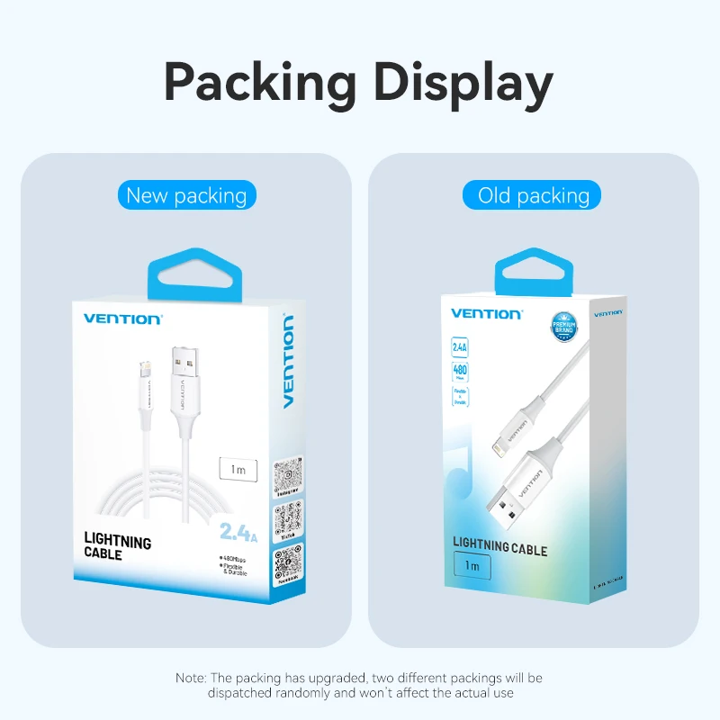 Кабель Vention USB — Lightning для iPhone 14, 13, 12, 11 Pro Max, 2,4 А, быстрая зарядка для iPhone, iPad, зарядное устройство, USB-кабель для передачи данных