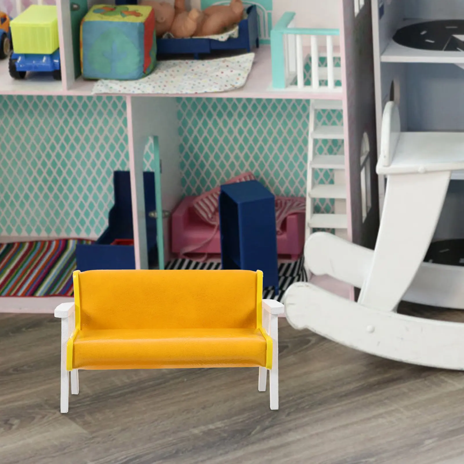 

Sturdy Miniature Sofa Chair Smooth Wooden Mini Armchair for Dollhouse Miniature Home Decor DIY Project Desktop Ornament