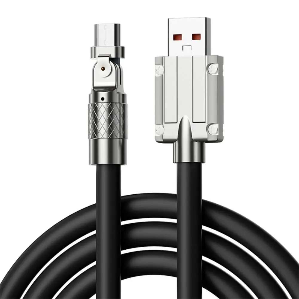 

USB A 180-градусный силиконовый кабель для передачи данных IOS/Type C/micro USB Быстрая зарядка Вращающийся силиконовый зарядный кабель с подсветкой 120 Вт