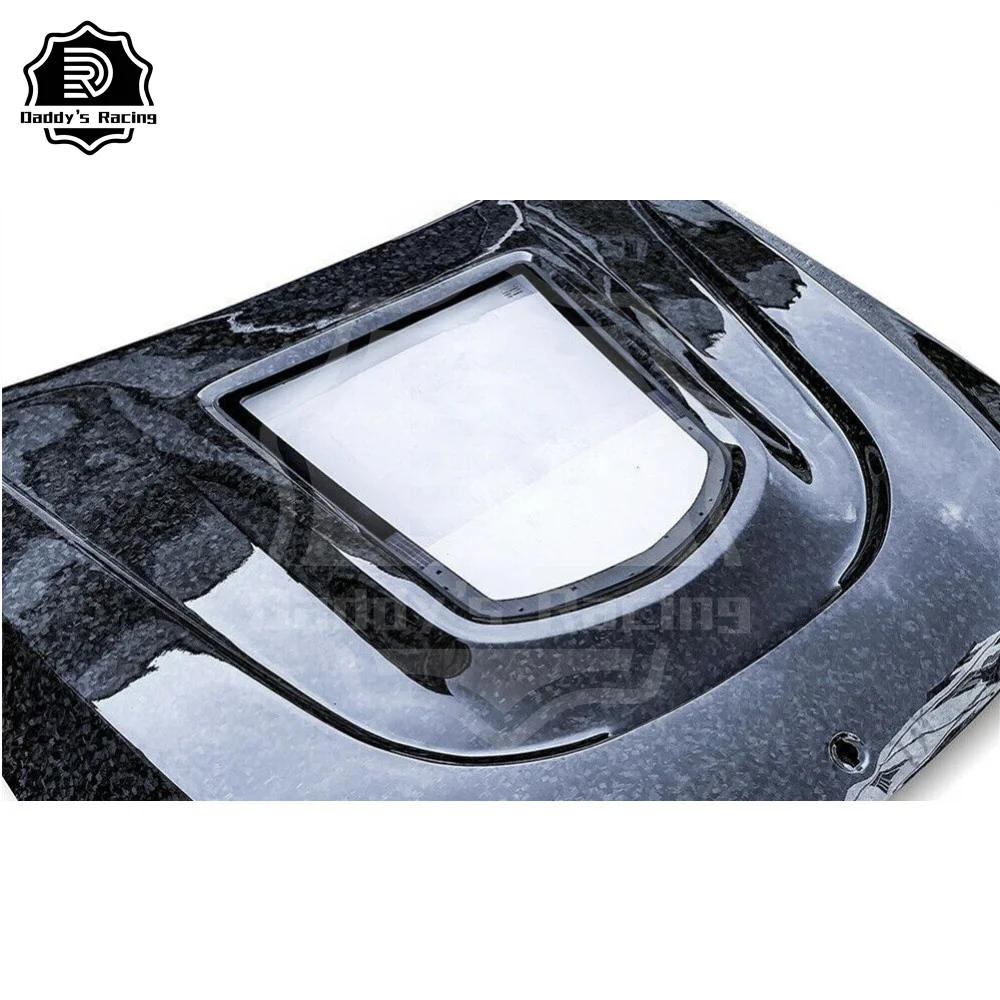 New Style Forged Carbon Fiber Front Hood Bonnet With Glass Fit For W205 Sedan C300 C43 C Coupe 2D 4D 15-20