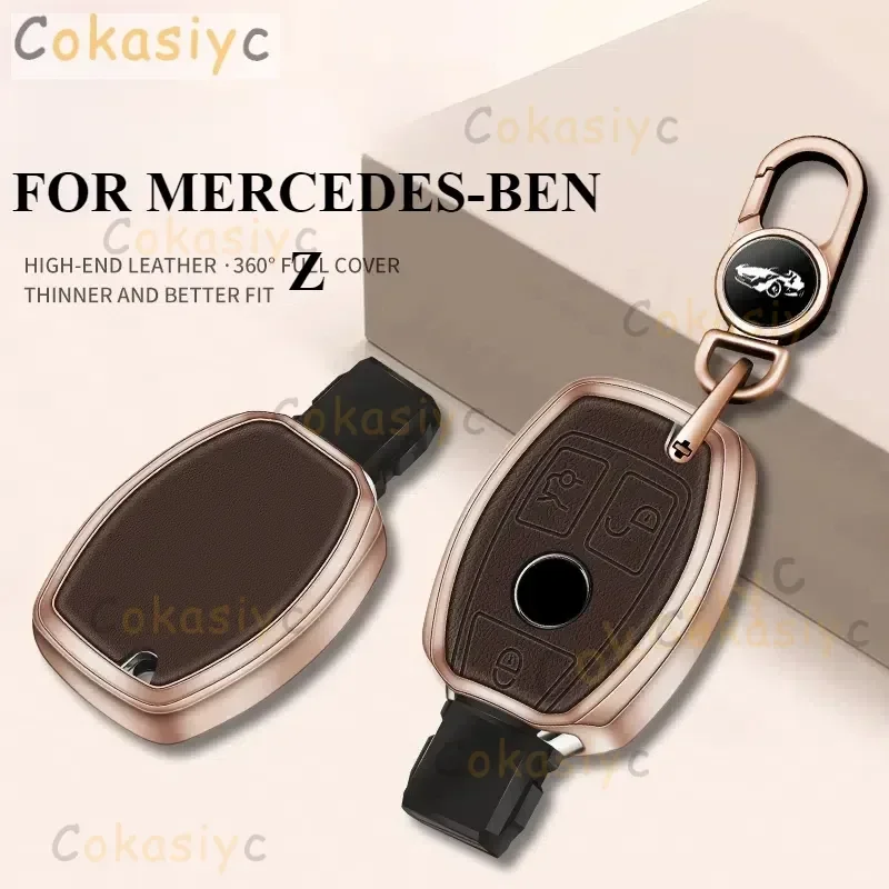 

Metal Leather Car Remote Key Case Cover Shell Fob For Mercedes For Benz A B C E S Class W245 W204 W205 W210 W212 W221 W222 CLK