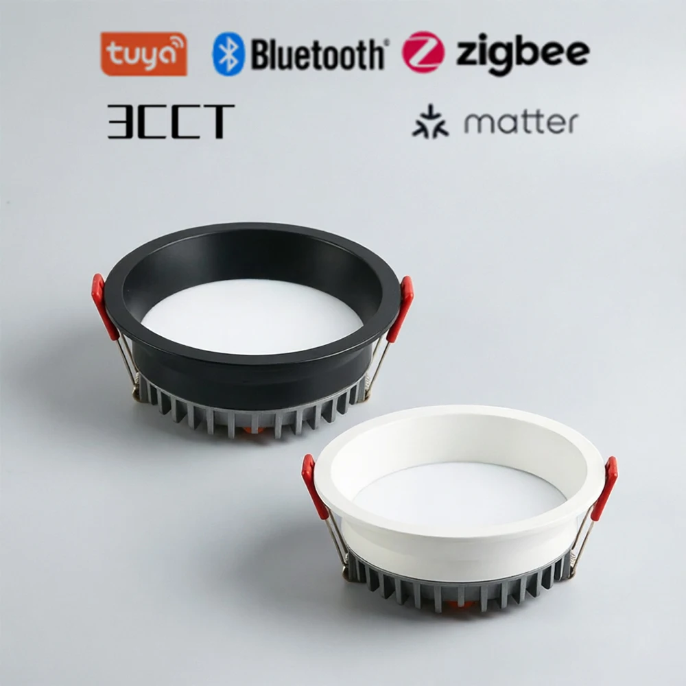 Recessed Tuya Bluetooth/Zigbee Matter 3CCT Smart LED Downlight 110V/220V 5W-12W Spotlight Bedroom Kitchen Indoor Downlight