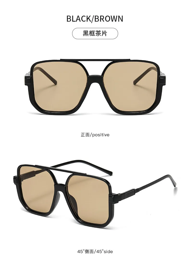 Übergroße Punk Quadratischen Rahmen Sonnenbrille Frauen Reisen Rechteck Marke Sonnenbrille Männer Strand Brillen Schwarz Shades Gläser – Detail 7