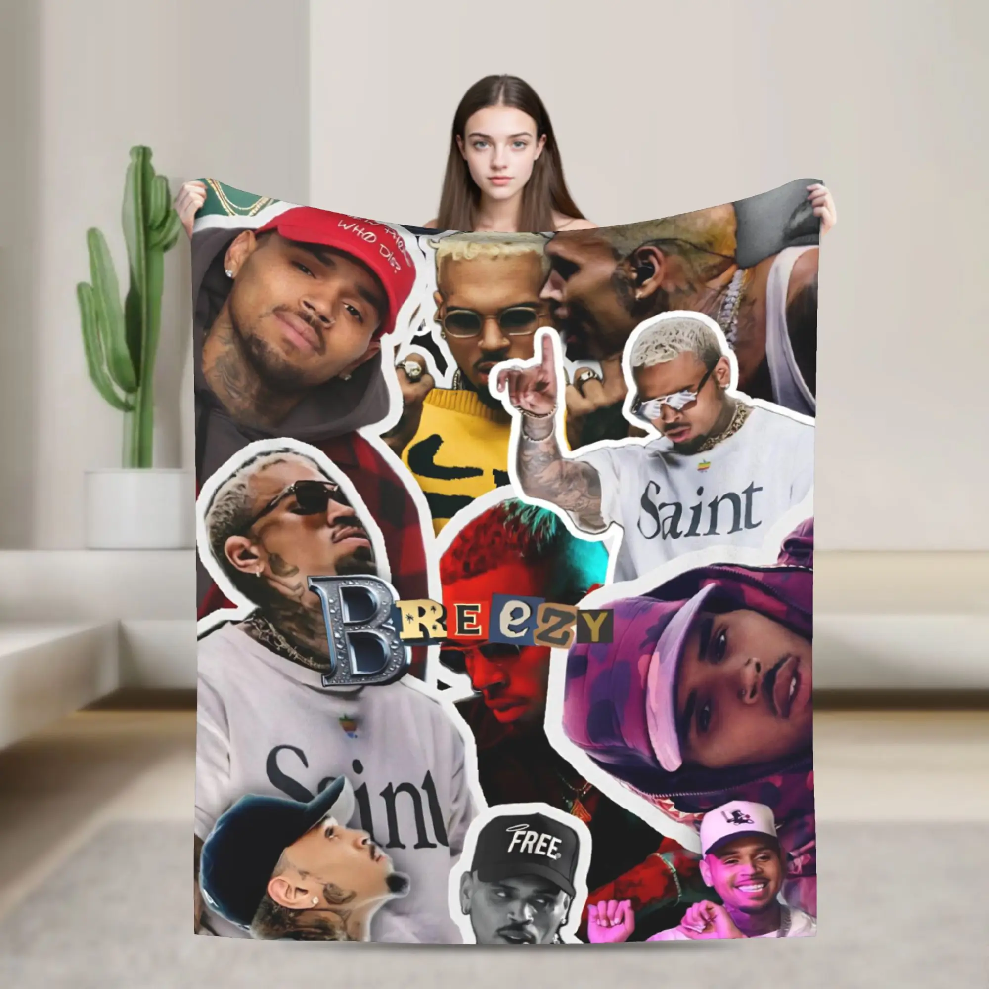 Warm Blanket Travel Chris Brown Breezy Bowl XX Bedding Throws  Flannel Bedspread For Outdoor Novelty Sofa Bed Cover