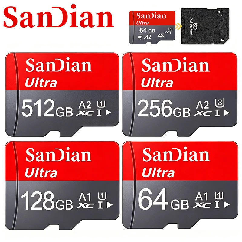 Top TF Cards 32GB 64GB 512GB 256GB Memory Card Micro TF SD Card SD Cards for CCTV/Tablet/Desktop/Digital Frame/Baby Monitor