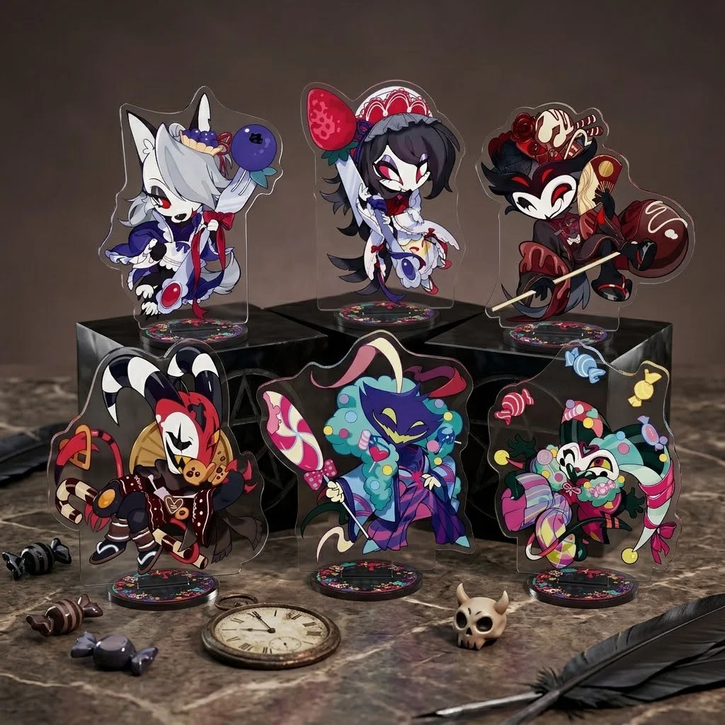 Anime Helluva Boss Acrylic Stand Keychain 10CM Q Version Loona Stolas Blitzo Cartoon Character Ornament Fans Collection
