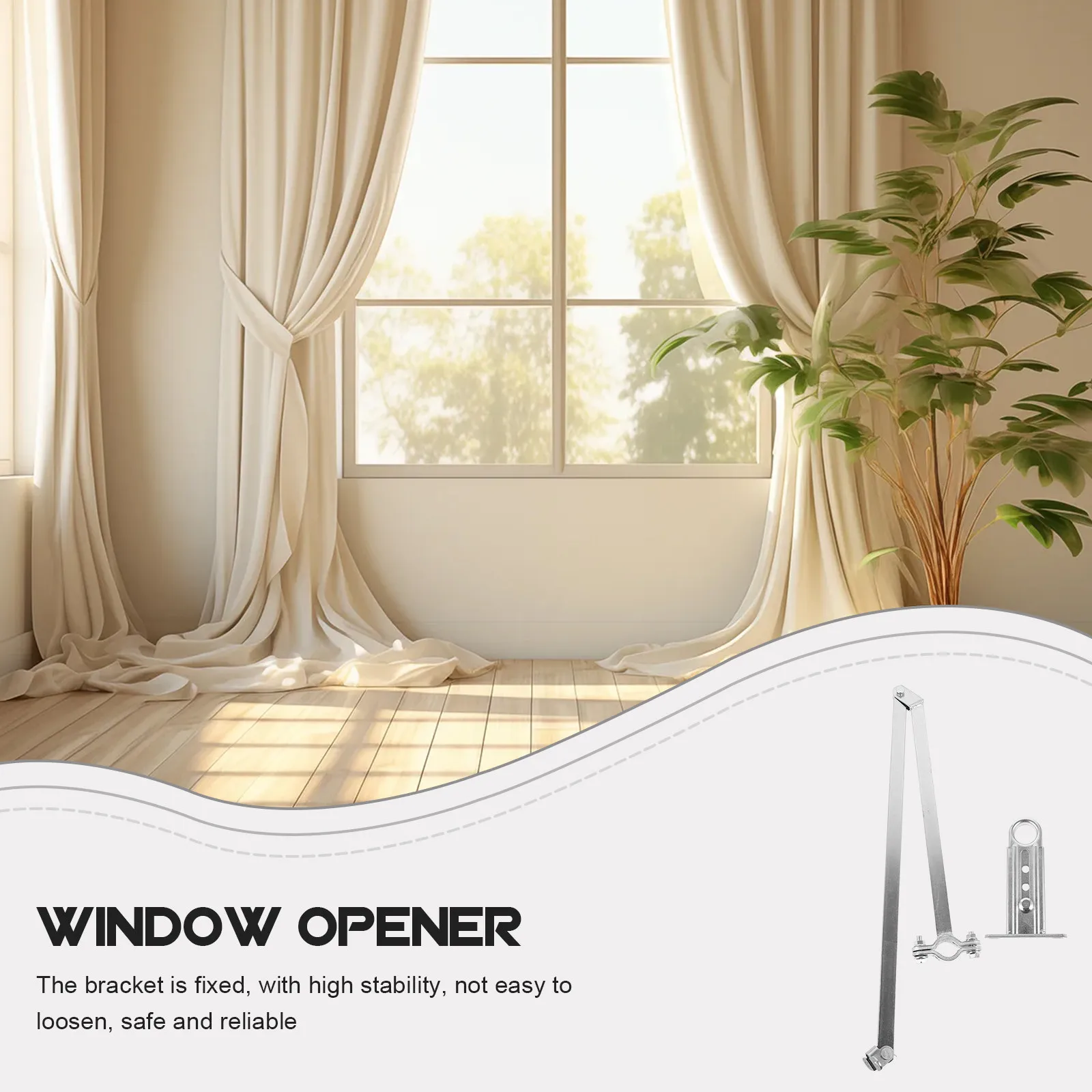 1Set Hand Crank Window Opener Curved Arm Bracket Smoke Ventilation Manual Control Stable Window Crank Handle Replacement