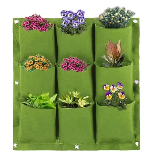 Hanging Planter Bags Multiple Pockets Grow Bag Wall Mounted Plant Planting Grow Bags Herb Garden Planter Home Garden Decoration