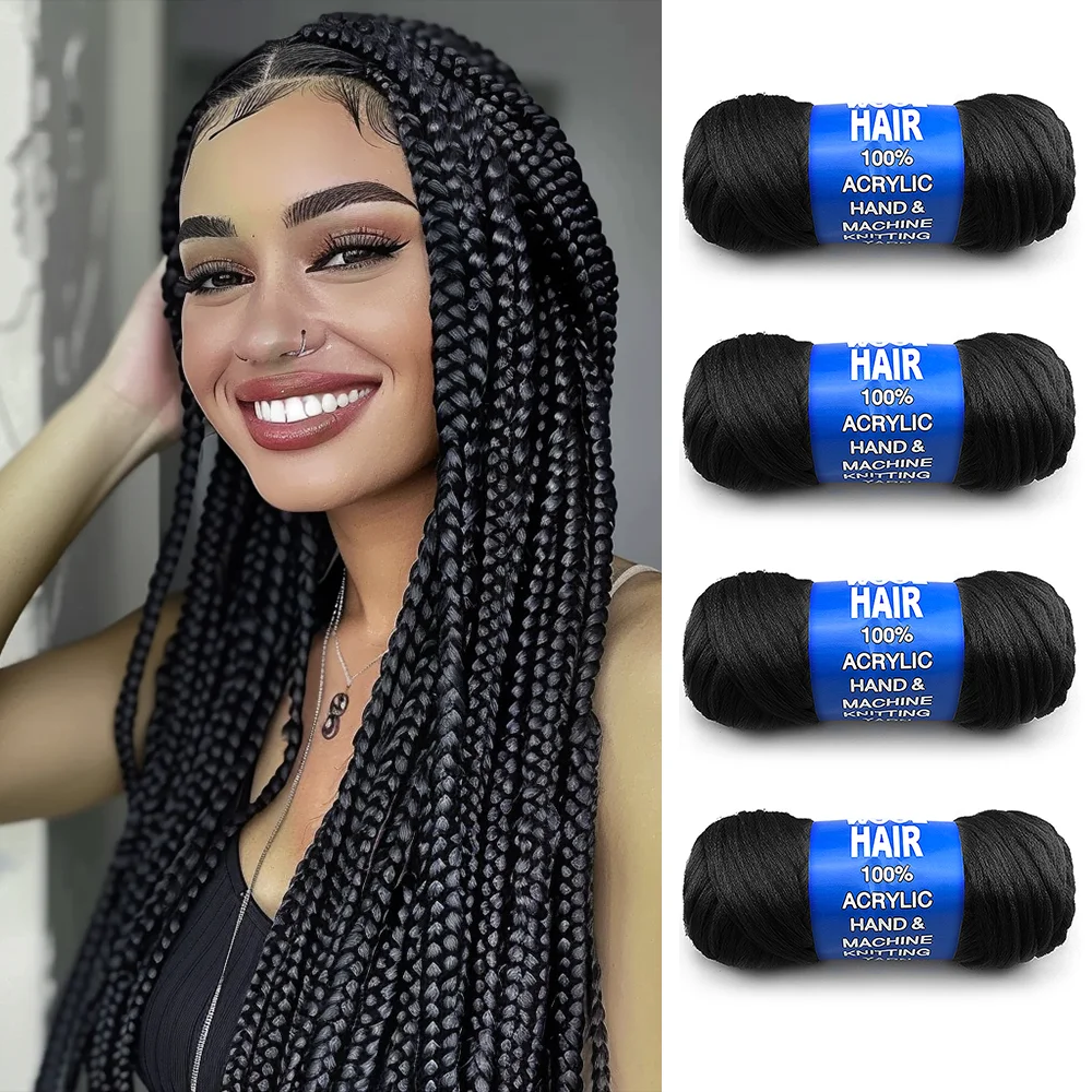 Extensões brasileiras de cabelo de lã, Fio acrílico para tranças africanas, Torção senegalesa, Faux Locs, Wraps, Tranças Jumbo, 70g