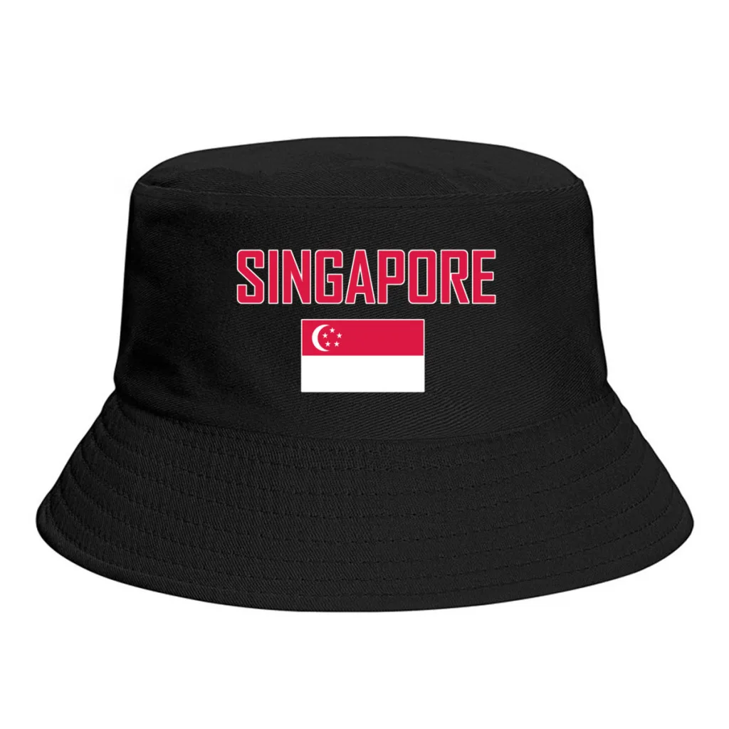 SINGAPORE Flag Bucket Hats Print Cool Fans Sun Shade Simple Classic Outdoor Summer Fisherman Caps Fishing Cap