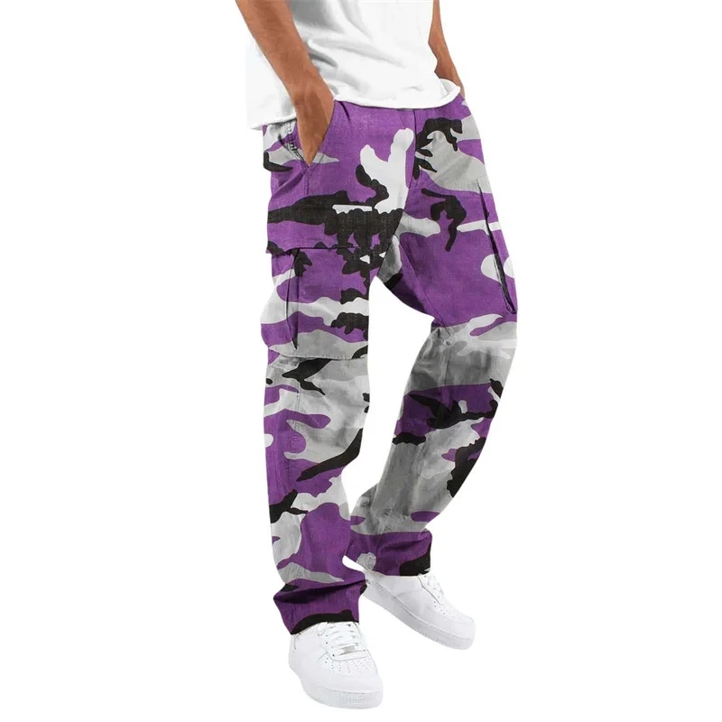 2024 Fashion camouflage overalls men\'s printing fashion outdoor overalls straight rope overalls men\'s clothingMen\'s pants casual