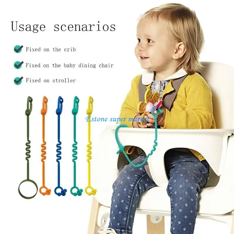 090B Infant Pacifier chain Soft Silicone Cup Catcher Toy Retainer Flexible Teether Chain Comfortable Leash for Baby Gear