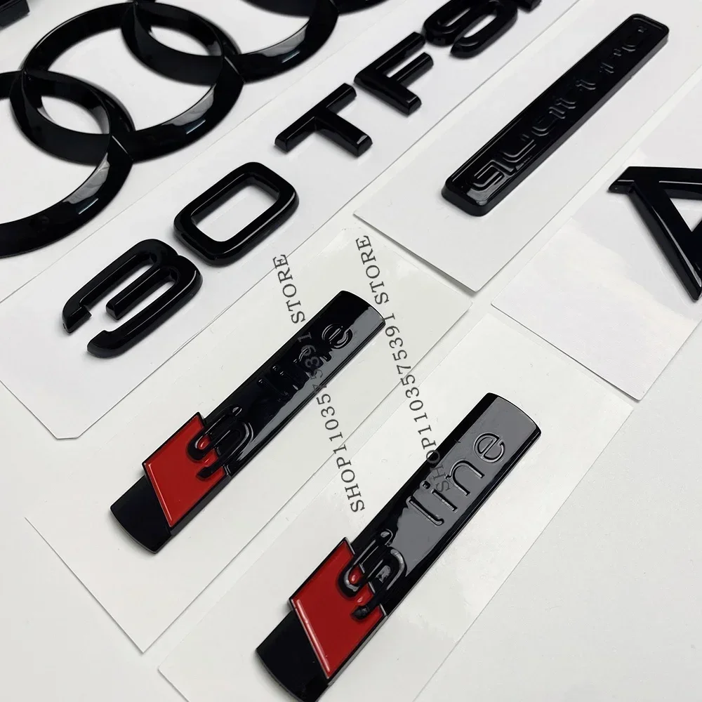 

2025 для Audi 4Ring логотип ABS черный автомобильный капот передняя решетка эмблема задний багажник значок A1 Quattro Sline 30TFSI эмблема автомобильные аксессуары