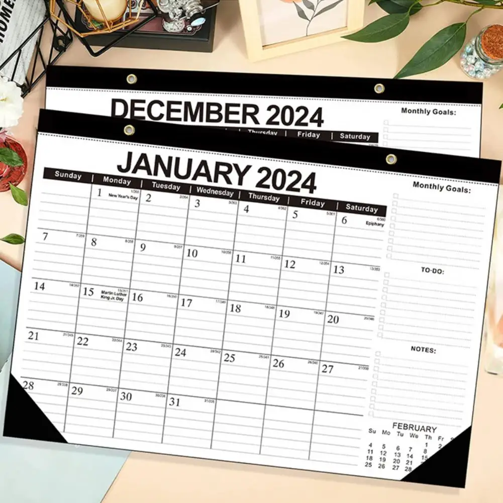 Kalender dinding kalender tahunan tahan lama mudah dibaca 18 bulan kalender dinding Desktop untuk 2024.1 2025.6 bahasa Inggris serbaguna