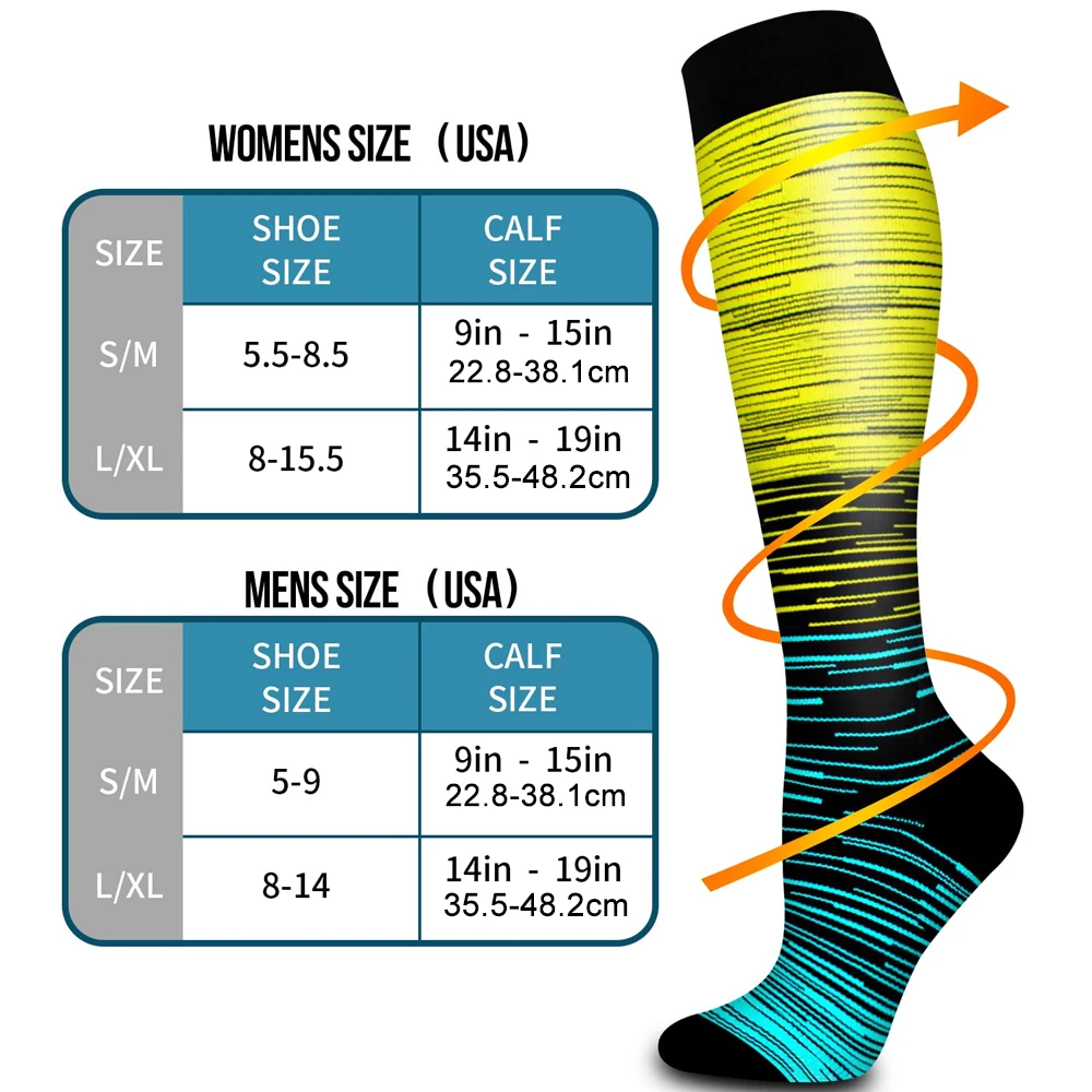 1 زوج جوارب ضغط جولف جوارب لكرة القدم أنبوب طويل الرياضة في الهواء الطلق مشرق اللون الطبية التمريض الجري اللياقة البدنية الجوارب