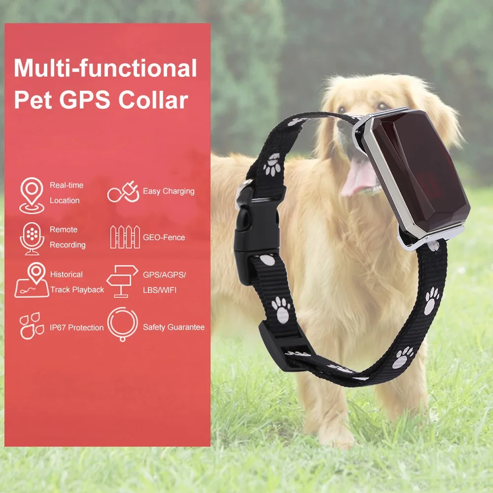 

2024 waterproof mini pet GPS Wifi real-time tracking collar dog cat search device ringtone tracking locator