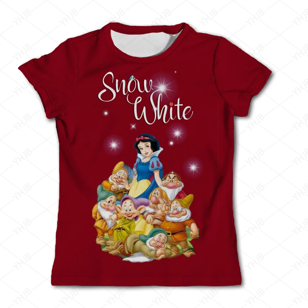 

Children's Snow White Print T Shirts Summer Short-sleeved Cartoon Casual T-Shirts 2024 The New Style Girl Baby Fashion Tees Tops