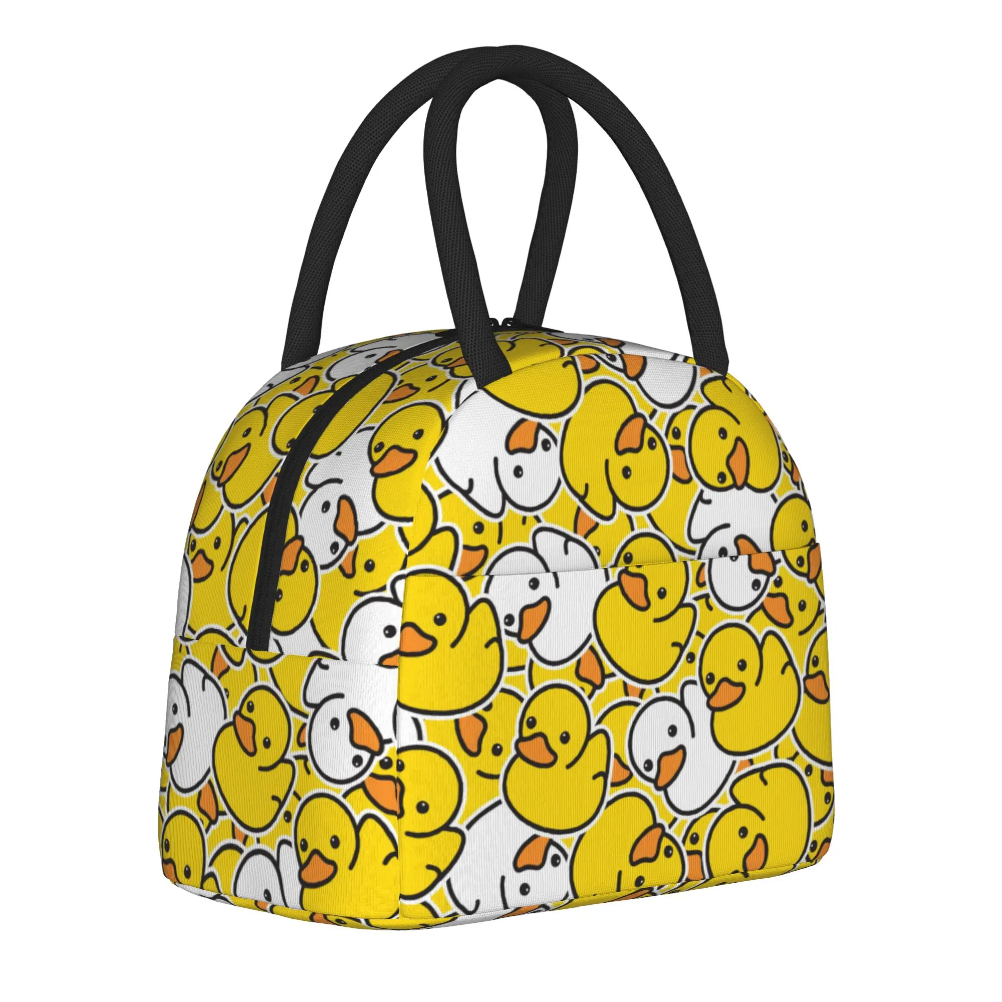 Cute Duck Pattern Ducky Insulated Lunch Bag Cooler Bag Reusable,Meal Container Animal High Capacity Tote Lunch Box College