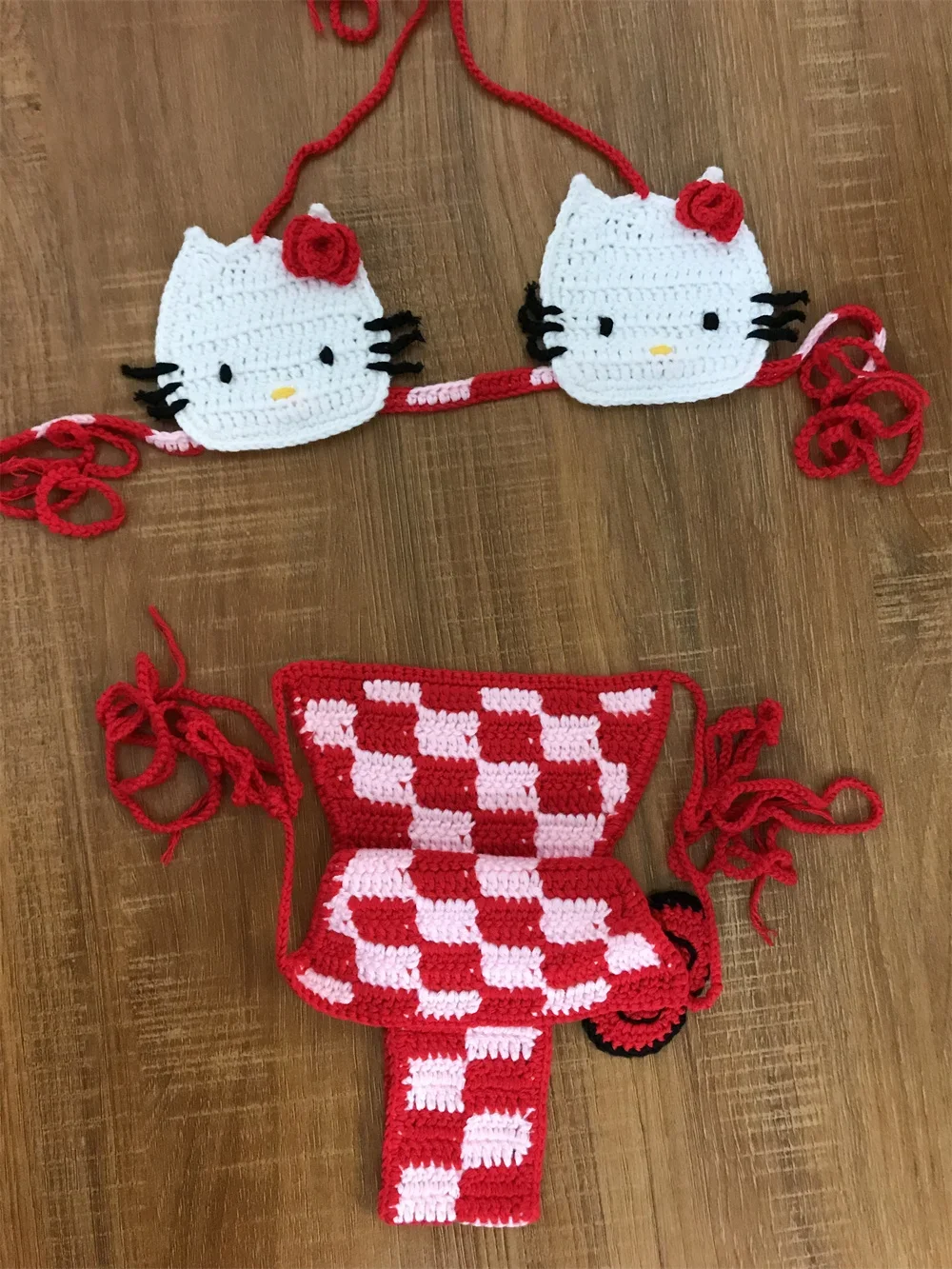Lady\'s Cute Crochet Bikini Set 2 Pieces Bathing Suit Sexy Micro Bikinis 2024 Ties Swimsuit Thong Swimwear Women Swimming Suit