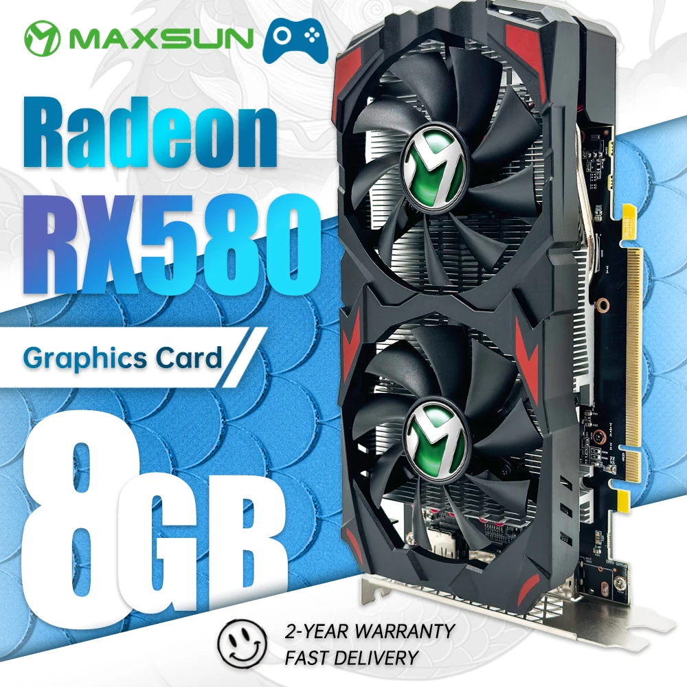 MAXSUN Neue AMD Radeon RX580 8 GB Grafikkarte GDDR5 placa Grafikkarte PCIE 3,0 × 16 GPU unterstützung für Gaming Desktop Computer Combo