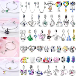 Charms Plata De Ley 925 Sun Moon Star Clip Charms Girl With Moon Pangolin Original Beads  Fits Women Anniversary Jewelry Charm