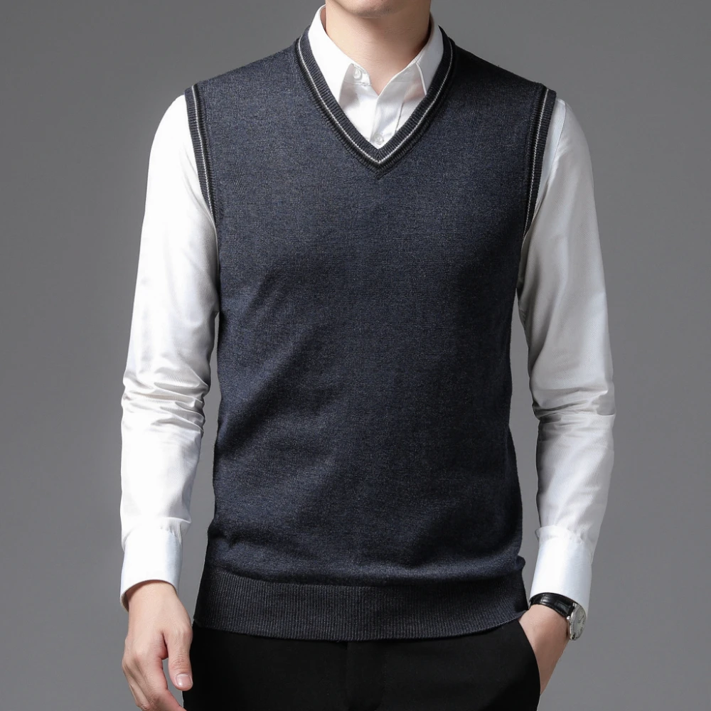 COODRONY Brand Men\'s Knitted Wool Vests A&W Warm V-Neck Sleeveless Sweater Vest Men Business Casual Base Clothing XXS - XL 5081