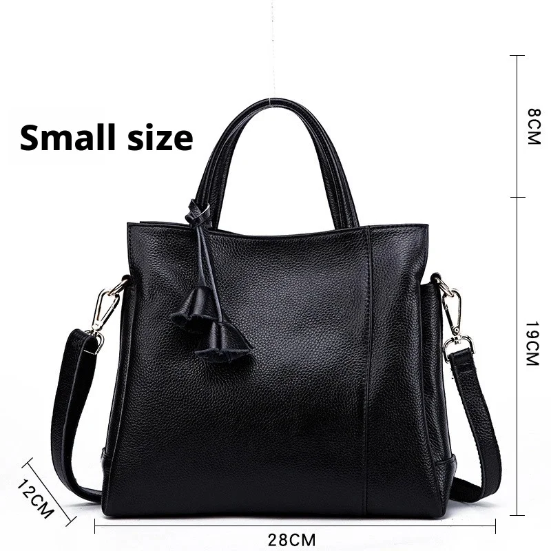 New High end Cowhide Women Handbag Casual Versatile Black Daily Commuting Multi layered Single Shoulder Crossbody Tote Bag